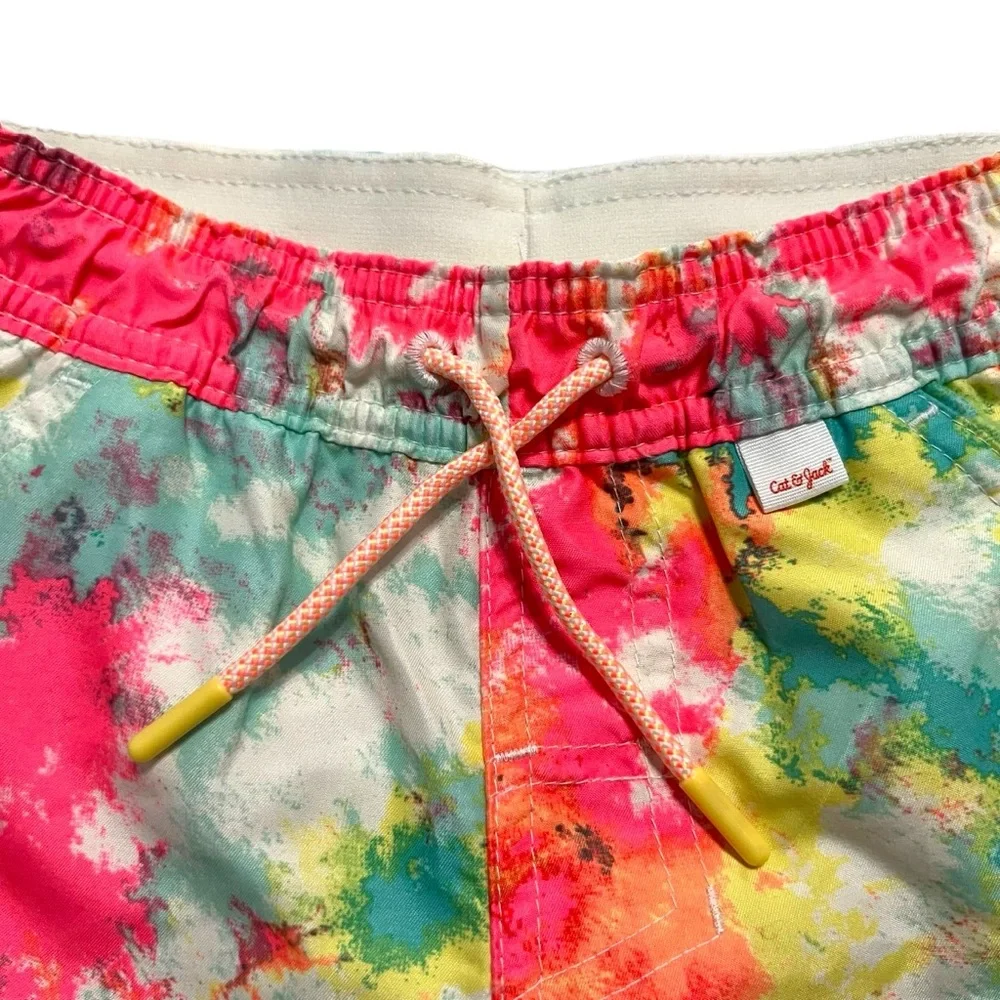 Cat & Jack XS (4/5) Colorful Splatter Paint Swim Trunks